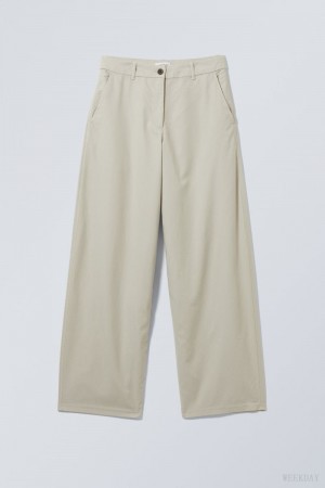 Weekday Elio Wide Trousers Light Beige | XKMV2262