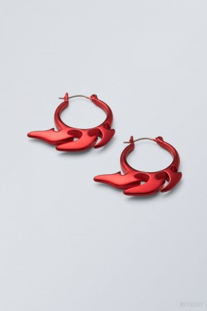 Weekday Elsa Hoop Earrings Red | ISAN4806