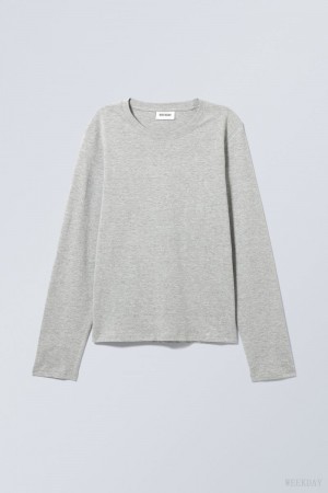 Weekday Essence Standard Long Sleeve Grey | PEFE5180