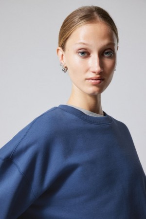 Weekday Essence Standard Sweatshirt Blue | VNAG9284