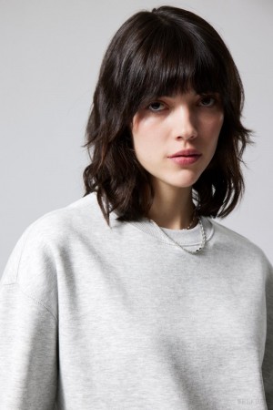 Weekday Essence Standard Sweatshirt Light Grey | OWLR5602