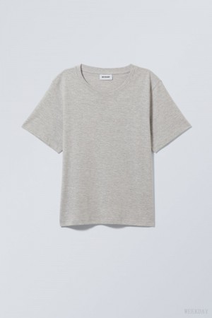 Weekday Essence Standard T-shirt Grey | LBPC2633