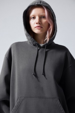 Weekday Essence Washed Oversized Hoodie Grey | VOHU5272