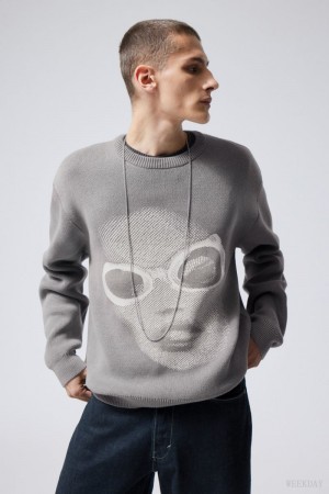 Weekday Fabian Graphic Sweater Pixle Face | YBEM5535