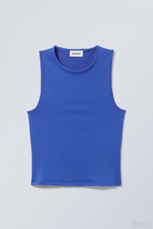 Weekday Fine Fitted Tank Top Blue | NQDR8009