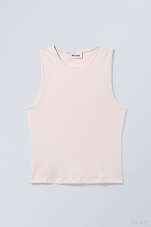 Weekday Fine Fitted Tank Top Light Pink | RZSN5405