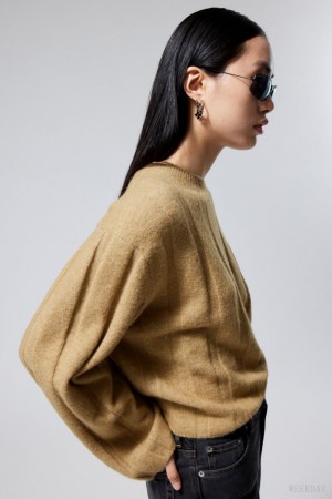 Weekday Fiona Rib Sweater Beige | TDRW9259