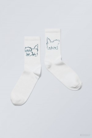 Weekday Graphic Sport Sock Extrovert Kitten | CSXG1276