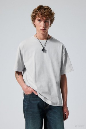 Weekday Great Boxy Heavyweight T-Shirt Light Grey | BHWA2425