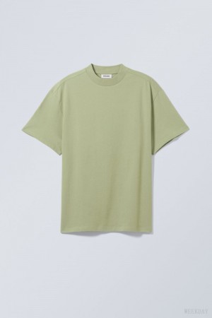 Weekday Great Heavyweight T-shirt Green | UZLF1291