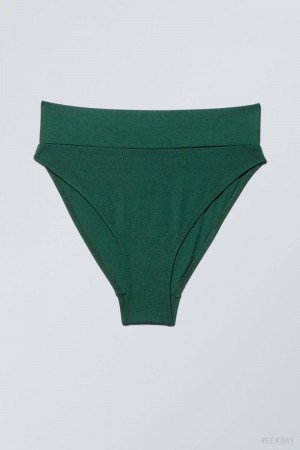 Weekday Heat High Waist Bikini Bottoms Green | CRNI6894