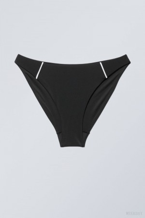 Weekday High Cut Bikini Bottoms Black | FUTM0664