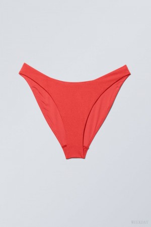 Weekday Highcut Bikini Bottoms Red | QKLJ0156