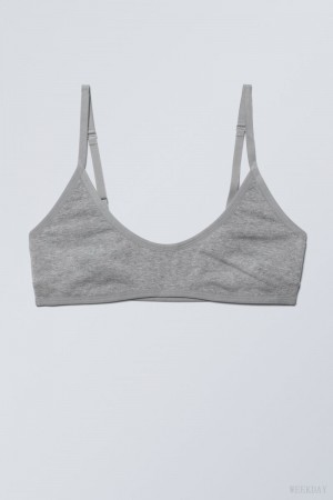 Weekday Inez Scooped Cotton Bralette Bralette Grey | DOCE3115