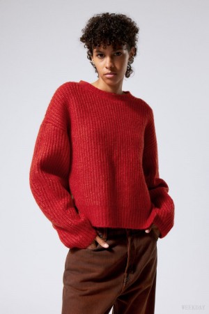 Weekday Ivy Knit Sweater Red | AGTR0556