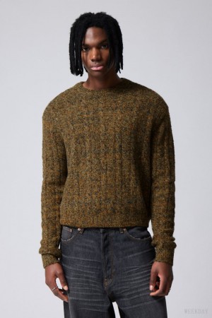 Weekday Jesper Wool Blend Knit Sweater Dusk Moss | EKFR1726