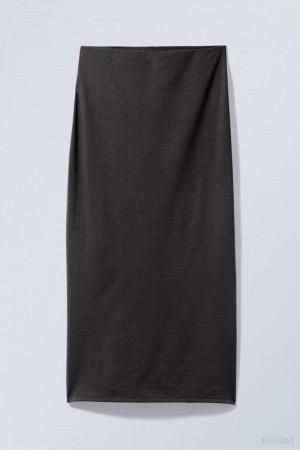 Weekday Johanna Long Pencil Skirt Black | WWOE9479