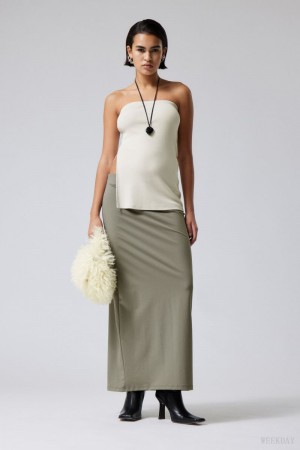 Weekday Johanna Long Pencil Skirt Grey Brown | HLTG9333