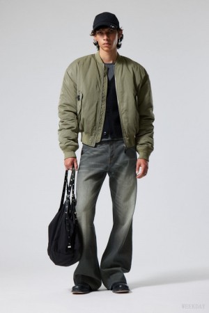 Weekday Jon Bomber Jacket Khaki Green | PPYF9180