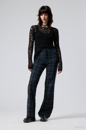 Weekday Kate Flared Suiting Trousers Black / Purple | XYTY3598