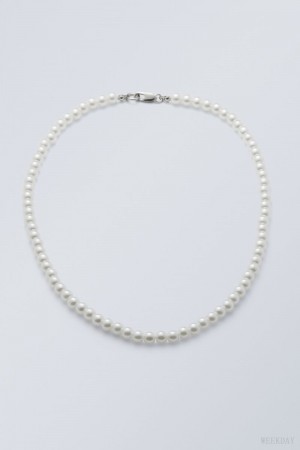 Weekday Kevin Beaded Necklace Pearl | CKNX3328