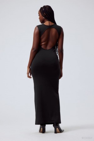 Weekday Lucy Open Back Dress Black | IDSD6531