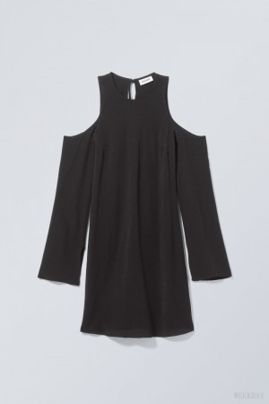 Weekday Lycke Shoulder Dress Black | PEOO2328