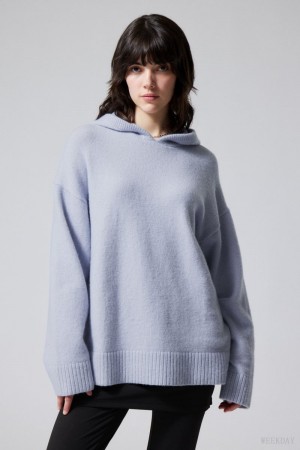 Weekday Marla Oversized Soft Knit Hoodie Light Purple | JQAB0117