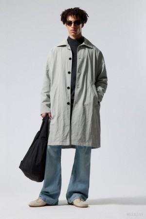 Weekday Matty Oversized Nylon Coat Grey | QRDJ2327