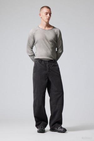 Weekday Micha Loose Workwear Trousers Black | BKWW4955