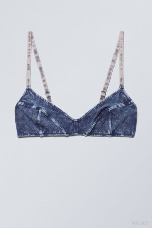 Weekday Miley Washed Cotton Bra Bra Blue | VLSJ0918