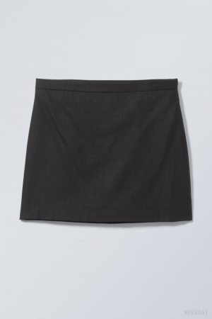 Weekday Millie Linen Mix Mini Skirt Black | FXXG7909