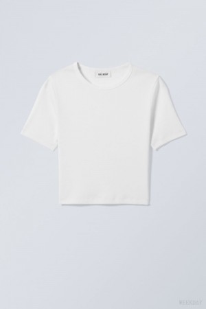 Weekday Mini Rib Crop Top White | GNNP1030