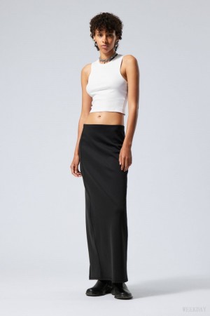 Weekday Minimal Long Skirt Black | JCQB3071