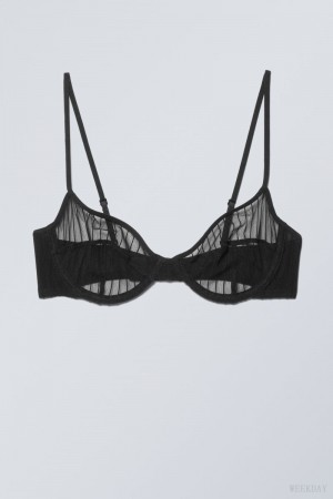 Weekday Molly Underwire Bra Bra Black Stripes | PSAO2630