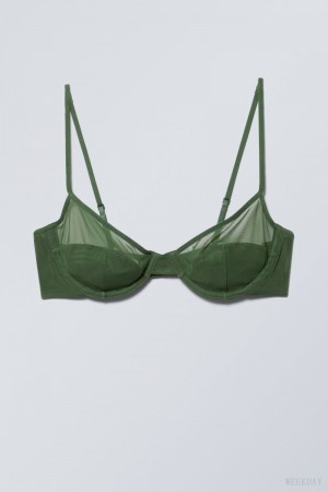 Weekday Molly Underwire Bra Bra Dark Green | TCBQ6773