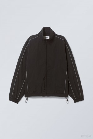 Weekday Nera Windbreaker Jacket Black | OYWO7564