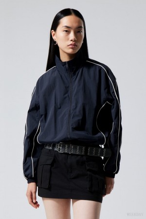 Weekday Nera Windbreaker Jacket Dark Blue | XWTW1055