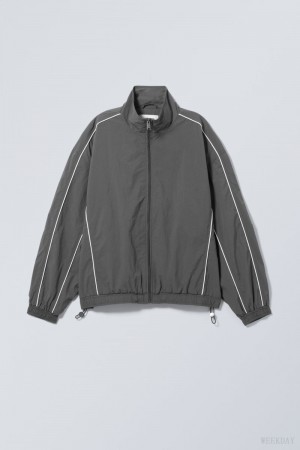 Weekday Nera Windbreaker Jacket Dark Grey | UNZY2453