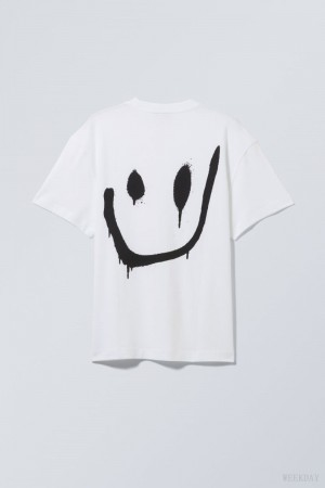 Weekday Oversized Graphic Printed T-shirt Drippy Smiling Face | YQUO0543