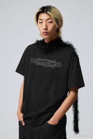 Weekday Oversized Graphic Printed T-shirt Destiny Rhinestones | RNTQ1520