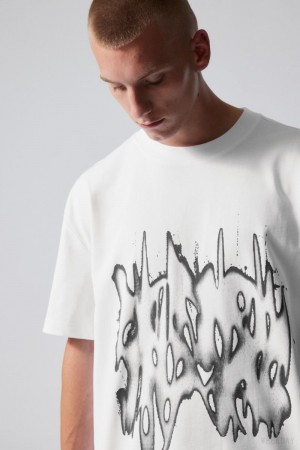 Weekday Oversized Graphic Printed T-shirt Grey | BVZF7340