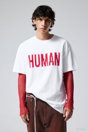 Weekday Oversized Graphic Printed T-shirt Human | NJDI9751