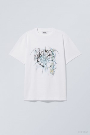 Weekday Oversized Graphic Printed T-shirt Spider Stars | MUEM4999