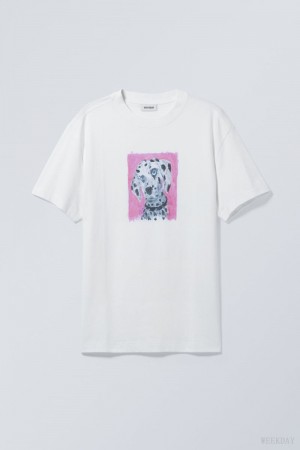 Weekday Oversized Graphic Printed T-shirt Dalmatian | RDXG2404