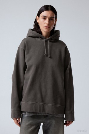 Weekday Oversized Heavyweight Hoodie Black | GIRR3489