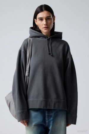 Weekday Oversized Heavyweight Hoodie Dark Blue | VMXZ7516