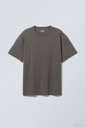 Weekday Oversized Heavyweight T-shirt Dark Grey | MTZH7209