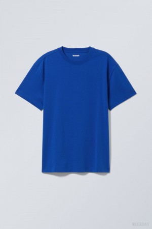 Weekday Oversized Heavyweight T-shirt Deep Blue | WKXL7037