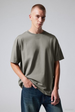 Weekday Oversized Heavyweight T-shirt Grey | YAPT1644